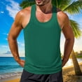 thumbnail image 4 of Chiccall Solid Knit Running Tank Tops for Men Summer Casual Lightweight Sleeveless Gym Workout Shirts Army Green, 4 of 5
