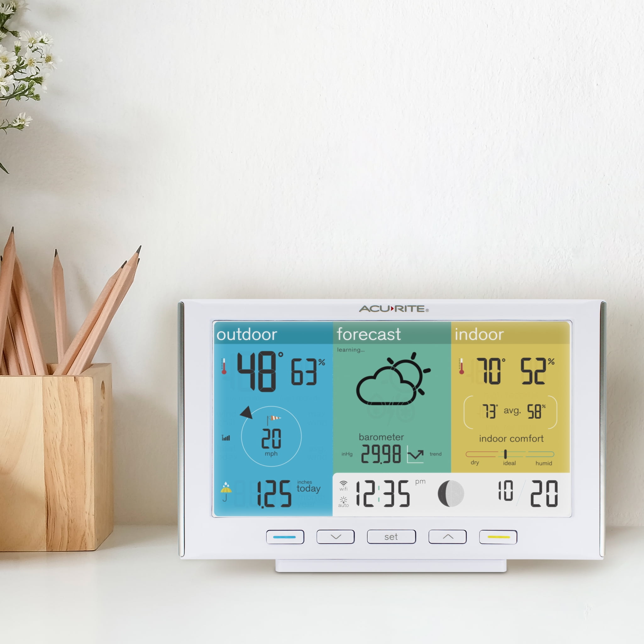 AcuRite Iris® (5-in-1) Wireless Weather Station with Wi-Fi Display, Indoor/Outdoor Temperature, Humidity, Wind, Rain (01527MCB)