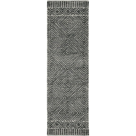 108" X 156" X 0.'5" Grey/Black Wool Rug