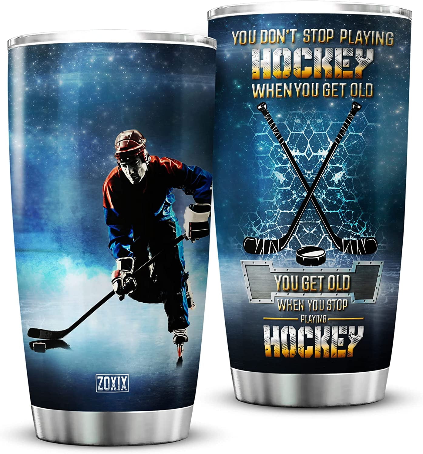 You Get Old When You Stop Playing Hockey Tumbler Cup For Men Stainless