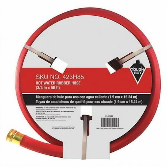 Tough Guy Water Hose, Hot/Cold, Rubber, 50 ft., Red