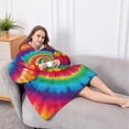 thumbnail image 5 of Oversized Wearable Blanket Hoodie,Colorful Rainbow Tie Dye Spiral Pattern Sherpa Blanket Hoodie with Super Pockets,Super Warm Fuzzy Pullover for Women & Men, 5 of 6