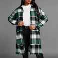 thumbnail image 5 of Coats for Women Spring Fall Classic Grid Coat Lapel Collar Open Front Belted Long Jacket, 5 of 7