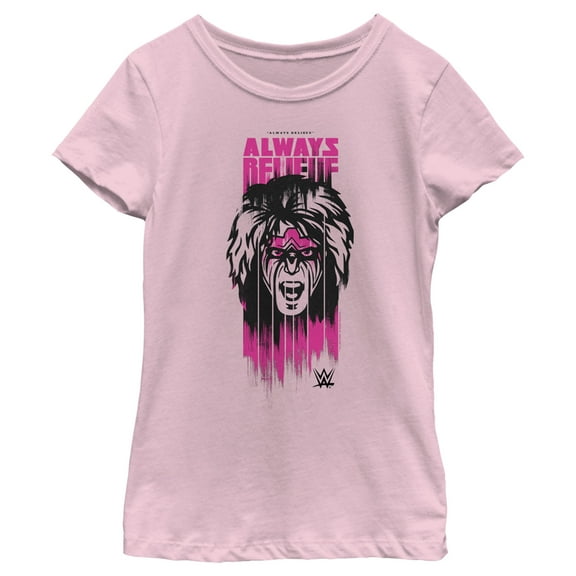 Girl's WWE Ultimate Warrior Always Believe  Graphic Tee Light Pink X Large