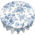 thumbnail image 4 of Nappe Ronde Bleue à Motif Floral 60 Pouces Ronde Bleue et Blanche Motif Chinoiserie Fleur Toile Nappe de Printemps Décoration Polyester Résistante aux Taches Housse de Table pour Fête Pique-Nique Déco de Cuisine Extérieur, 4 of 7