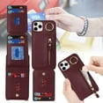 thumbnail image 3 of iPhone 11 pro max Case with Card Holder for Women, iPhone 11 pro max Phone Case Wallet with Strap Credit Card Slots Crossbody with Kickstand Zipper Case - Red Wine, 3 of 16