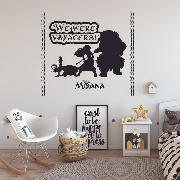 We Were Voyagers - Moana Maui Hei Hei and Pua Moana Disney Movie Quote Vinyl Wall Art Sticker Wall Decal Home Decoration Girl Boy Room Wall Decor Kinder Nursery Kids Children Room Size (30x30 inch)