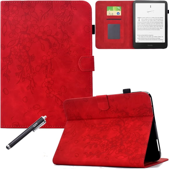 GSFY Case for Kindle Paperwhite (12th Generation, 2024), PU Leather Auto Sleep/Wake Magnetic Closure Wallet Case, for 7 inch Kindle Paperwhite / Kindle Colorsoft Signature Edition 2024, Red