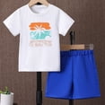 thumbnail image 2 of Gubotare Little Boy Vacation Outfits Newborn Baby Boy Summer Clothes Short Sleeve Color Block Button Down Shirt Top Shorts 2Pcs Casual Outfit 3T 4T (Blue,3-4 Years), 2 of 6
