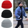 thumbnail image 2 of Bonnet Hip Hop Mode Chapeau Tricoté Hommes Femmes Hiver Chaud Bord Sans Manchette Couple Sport de Rue Bonnets B, 2 of 5