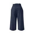 thumbnail image 4 of Bloomae Womens Cropped Pants Wide Leg High Smoked Waisted Palazzo Pants Summer Flowy Beach Lounge Casual Cropped Trousers with Pockets Navy XL, 4 of 8