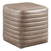 Leather Lusso Ella Contemporary Genuine Leather Ottoman in Sandy Brown
