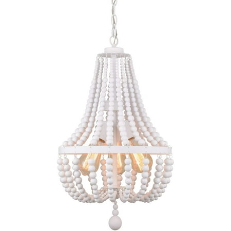 

Yeekohome 14.2 Wood Bead ChandeliersRustic White Finish3 Light Wood Beaded Pendant Light for Dining RoomKitchenEntryway and BedroomETL ListedAL9031-P3