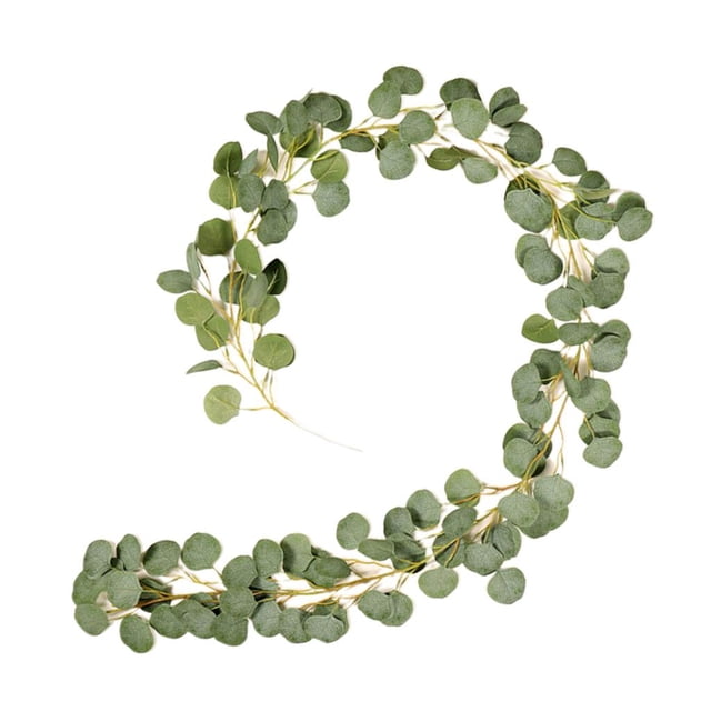 Guirnalda de eucalipto artificial de 1 m con hojas largas, decoración de plantas Verde