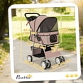 thumbnail image 2 of Foldable Pet Stroller for Dogs & Cats, Coffee Steel Frame Pram with Mesh Windows & Washable Cushion, 360° Wheels, Reflective Strips, Large Basket for Outdoor Walks & Travel, 2 of 7