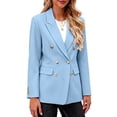 thumbnail image 4 of Cmfcve Women's Double Breasted Blazer Jacket Lapel Collar Long Sleeve Oversized Dressy Casual Suit Coat, 4 of 7
