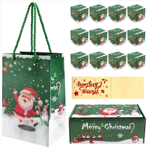 Juego de Alcancías Navideñas, Caja de Regalo con Forma de Explosión para Dinero, Alcancía Navideña para Tirar de Regalos en Efectivo (Verde, 12 Piezas)