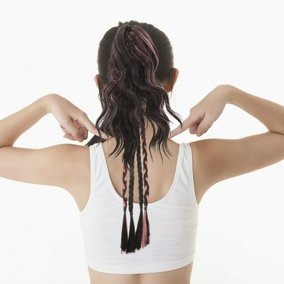 LEXSOMEO Braided Ponytail Extension Clip For Women Girls Ponytail Extension Claw Clip Ponytail Extension Wig Hair Claw Clip