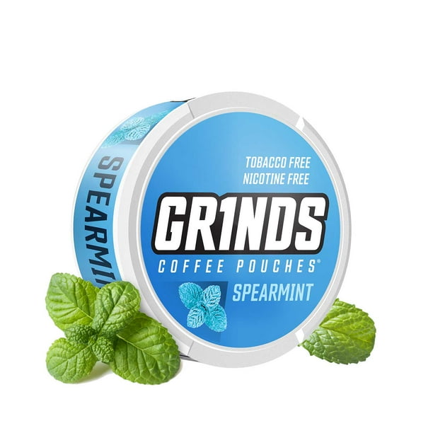 Grinds Coffee Pouches 3 Cans of Spearmint Tobacco Free, Nicotine