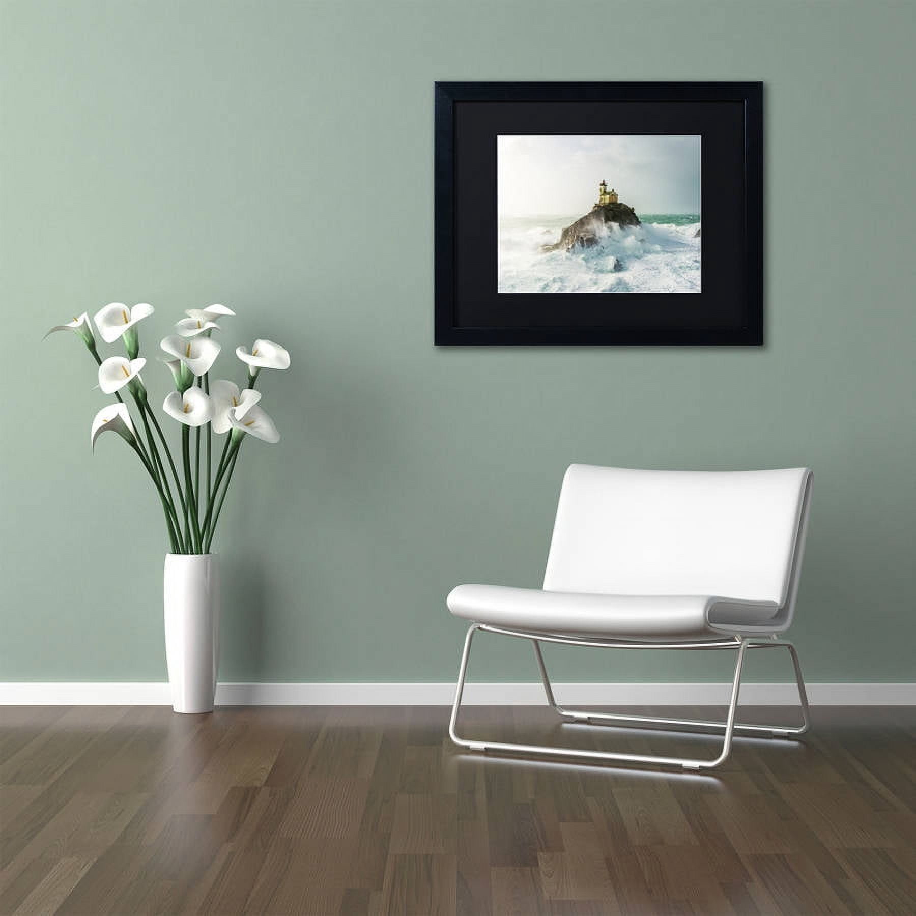 Trademark Fine Art "Haunted Lighthouse in the Storm" Canvas Art by Mathieu Rivrin, Black Matte, Black Frame