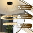 thumbnail image 2 of Modern 2-Ring Black LED Chandelier, Dimmable Pendant Light with Remote, Adjustable Height Ceiling Fixture for Kitchen Island, Dining Room, Bedroom, 2 of 7