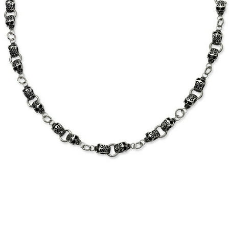Jewelryweb Stainless Steel Skull Necklace - 24 Inch