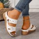 thumbnail image 5 of Bmisegm Ladies Summer Casual Solid Colour Hollow Pearl Slope with Large Size Sandals Slippers Sandals Women Summer White 8.5, 5 of 8