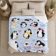 thumbnail image 5 of Whimsical Cartoon Penguins Winter Scene Cute, Festive Holiday Scene, Warm Flannel Blanket for Home Library and Reading Nook, Art Lovers Valentine's Day Gift, Playful Home Decor, 5 of 9