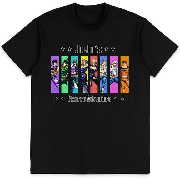 JoJo's Bizarre Adventure Shirt Anime Fashion Trend t-Shirt Unisex Short-Sleeved Tops Teen Fans Gifts Black tee Shirt