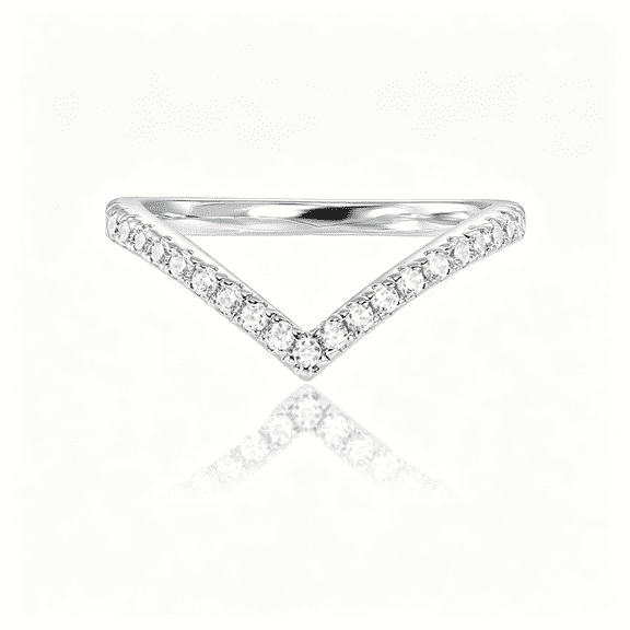 DESIGNICE 14K Gold Plated Sparkling Wishbone 'V' Ring for Women with Cubic Zirconia Right Hand Rings for Women