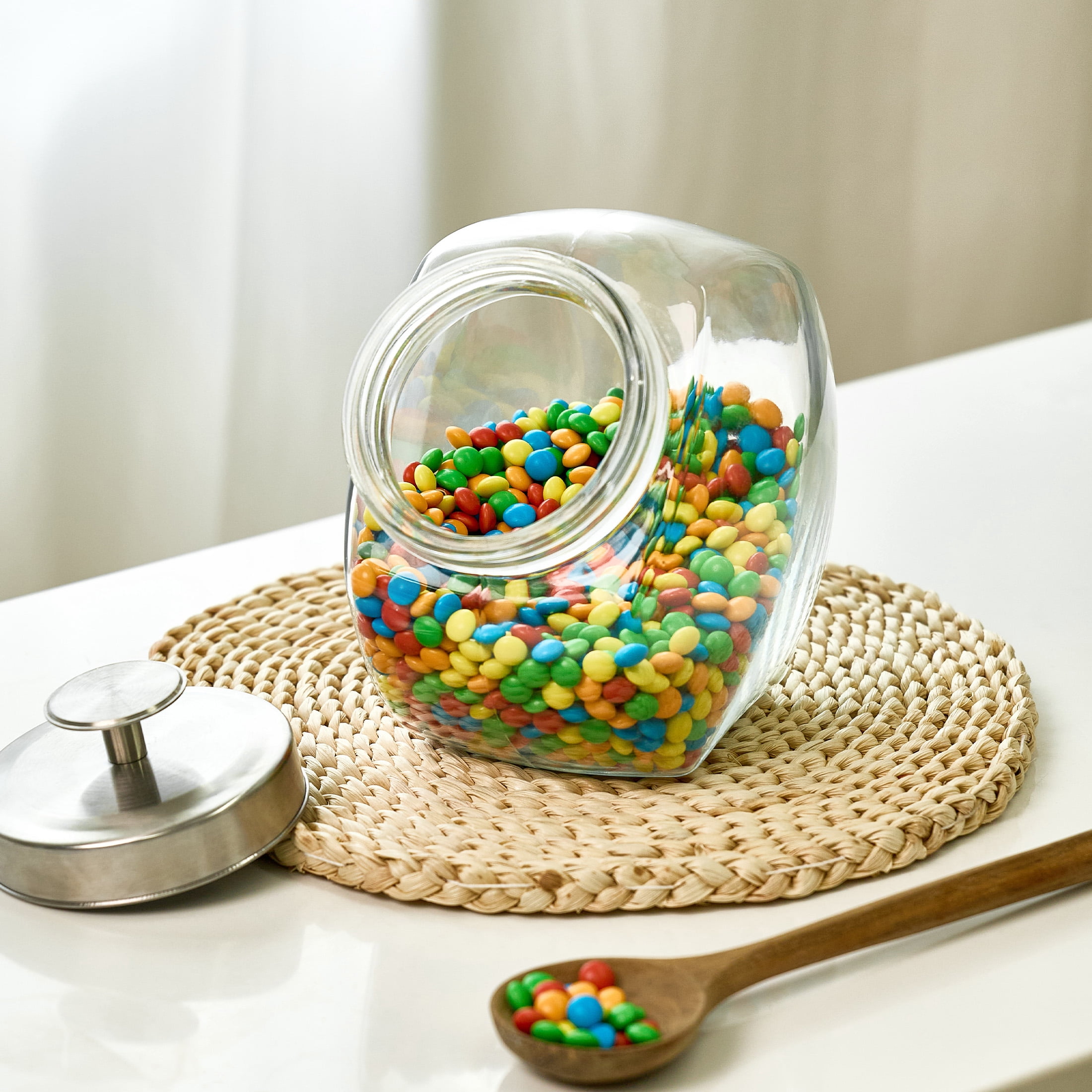Mainstays Penny Candy Glass Jar with Lid, 1/2 Gallon