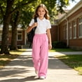 thumbnail image 5 of SUYIDA Girls Wide Leg Sweatpants Elastic Waist Loose Fit Joggers School Outdoor Back to School for Ages 5-16 Years Sweatpants, 5 of 7