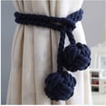 thumbnail image 1 of Alzapaños para cortinas LzGUNGY hechos a mano con borlas y clip azul oscuro, 1 of 5