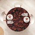 thumbnail image 4 of Ambesonne Autumnal Leaves Fitted Round Tablecloth, Neutral Boho Leafy, 40"- 44" Diameter, Burgundy Ruby, 4 of 5