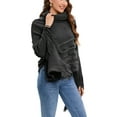 thumbnail image 6 of YouLoveIt Women Poncho Loose Tassel Poncho Turtleneck Jumper Knit Oversized Pullover Sweater Tops with Pearls Irregular Hem Wrap Coats Causal Pullover Ponchos, 6 of 8