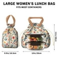 thumbnail image 5 of Pioneer Flower Drawstring Lunch Bag Women - Drawstring Lunch Bag Insulated for Work Office - Stain-Resistant Large Lunchbags for Women with Multi-Pockets, 5 of 6