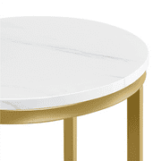 Renwick X-Based Faux Marble Side Table for Livingoom, White/Gold