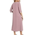 thumbnail image 5 of Aboser Womens Lounger Robes with Pockets Zipper Up Crewneck Nightgown Casual 3/4 Sleeve Duster Housecoat Lightweight Full Length Loungewear, 5 of 6
