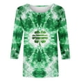 thumbnail image 2 of Mceream T-Shirt de la Saint-Patrick à Manches 3/4 pour Femme, Blouses à Col Rond, Décontracté, Vacances, Trèfle Irlandais, T-Shirts Graphiques, Tunique d'Été Amusante, Hauts de Festival, Grande Taille, Vert, TTTG, 2 of 5