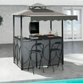 thumbnail image 1 of Gymax 3-Piece Outdoor BBQ Canopy w/ Bar Table & 2 Foldable Bar Chairs Set for Patio Gray, 1 of 10