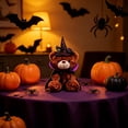 thumbnail image 5 of MYUNNIL Halloween Plush Teddy Bear, Soft Teddy Bear Stuffed with Spider Web Pattern Witch Hat and Cloak, 11" Cool Cute Animal Themed Decoration for Halloween Party & Birthday Gifts, Brown, 5 of 7
