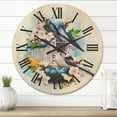 thumbnail image 2 of Designart 'Two Tit Birds Sitting Near The Nest With Eggs and White Flowers II' Traditional Wood Wall Clock, 2 of 5