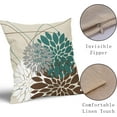 thumbnail image 4 of Brown Teal Pillow Covers 20x20 Dahlia Flower White Gray Elegant Colored Decorative Throw Pillows Farmhouse Outdoor Decor for Home Living Room Sofa Bed Modern Floral Linen Square Cushion Case, Set of 2, 4 of 6