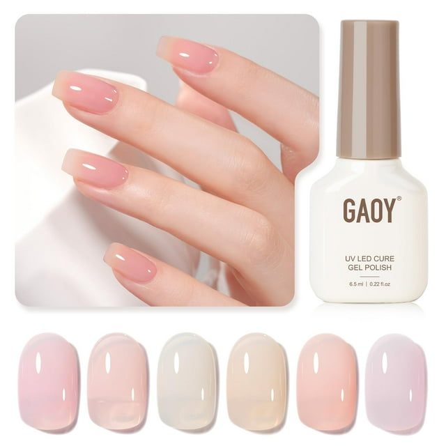 Set de esmaltes de uñas GAOY Jelly Gel, 6 colores, 6,5 ml, manicura de salón