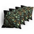 thumbnail image 5 of Ambesonne Eucalyptus Leaves Throw Pillow Cover 4 Pack, Art Deco Botany, 16", Black Laurel Green Amber, 5 of 7
