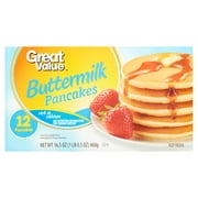 Angle View: Great Value Buttermilk Pancakes, 16.5 Oz, 12 Ct (Frozen)