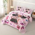 thumbnail image 3 of Erosebridal Black Girls Quilt King,Butterflies Print Pink Stars 3D Princess Crown King Coverlet Set For Kids,3-Piece, 3 of 7