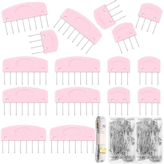 110 Pcs Knit Blockers Combs Pins, Knit Blocking Combs for Blocking Knitting, 100 T-pins for Blocking Knitting, Knit Blockers Crochet Sewing Lace Needlework Projects Tool Device