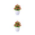 thumbnail image 3 of Plantas artificiales Injueey bonsái de flores maceta falsa color Rojo 2piezas, 3 of 6
