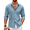 Blue, variant on COOFANDY Mens Casual Button Down Shirts Long Sleeve Cuban Guayabera Shirt Summer Beach Linen Shirts